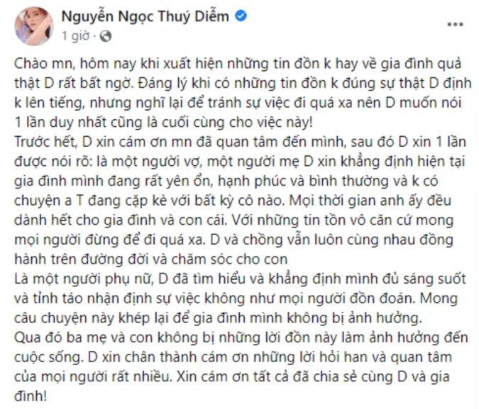 Thúy Diễm lên tiếng về tin đồn người thứ 3 5