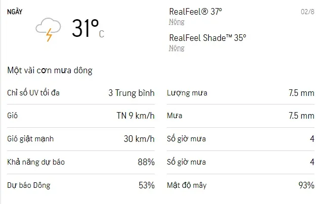 Dự báo thời tiết TPHCM 3 ngày tới (02/8 - 04/8): Sáng chiều có mưa dông 1