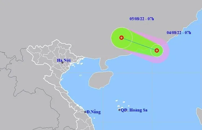 Áp thấp nhiệt đới hình thành ở Bắc Biển Đông trong sáng nay 4/8.