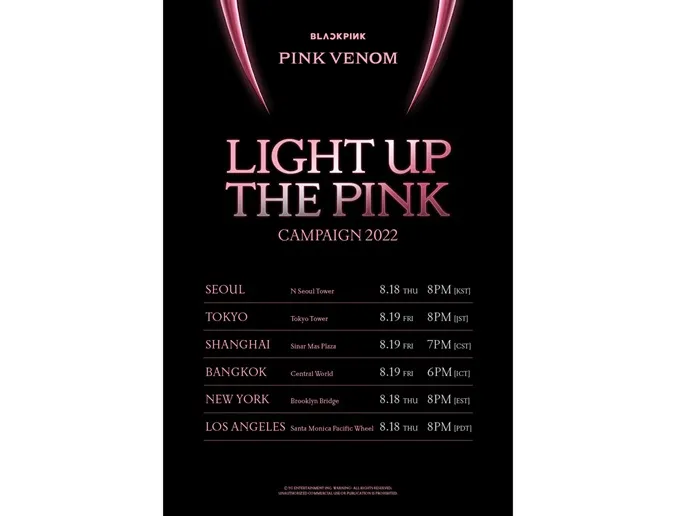 BLACKPINK thực hiện chiến dịch Light Up The Pink để quảng bá ca khúc Pink Venom 1