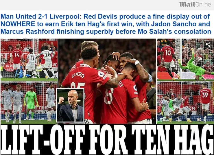 Sancho và Rashford tỏa sáng giúp MU đá bại Liverpool - Ten Hag lập kỷ lục cực khủng