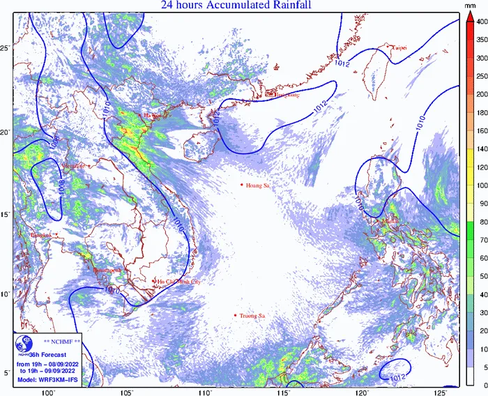 Dự báo thời tiết 3 ngày tới (từ 9 đến 11/9/2022): Gió Tây Nam hoạt động yếu 1