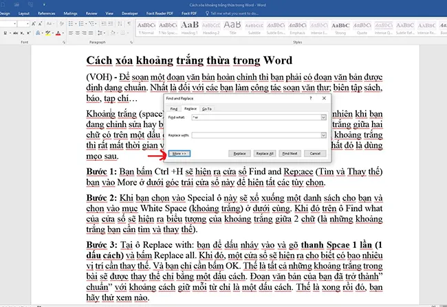 Cách xóa khoảng trắng thừa trong Word 1