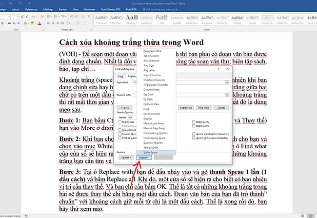 Cách xóa khoảng trắng thừa trong Word 2