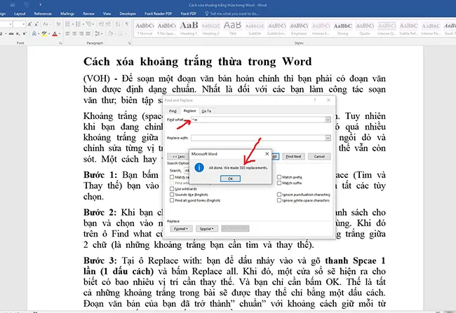 Cách xóa khoảng trắng thừa trong Word 3