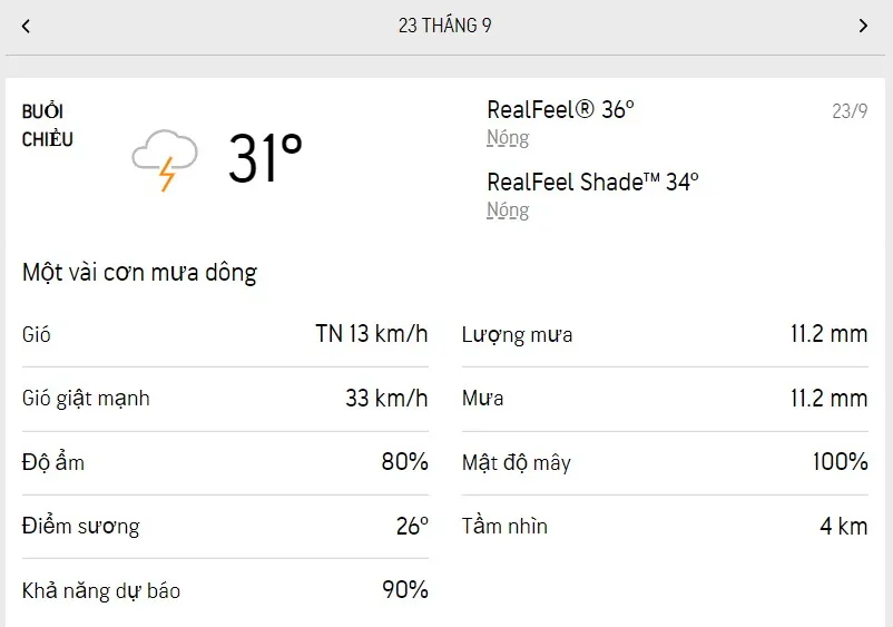Dự báo thời tiết TPHCM hôm nay 22/9 và ngày mai 23/9/2022: đầu giờ chiều có mưa dông lớn 5