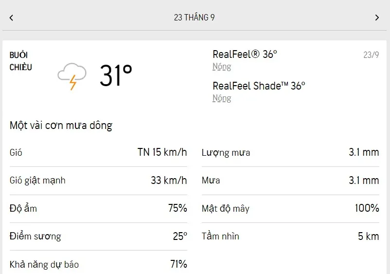 Dự báo thời tiết TPHCM hôm nay 23/9 và ngày mai 24/9/2022: ngày ít nắng, mưa dông rải rác 2