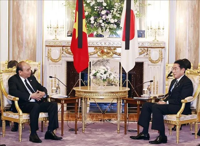 Chủ tịch nước Nguyễn Xuân Phúc hội đàm với Thủ tướng Nhật Bản 1