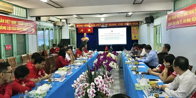 Toàn cảnh buổi làm việc giữa Hội chữ thập đỏ Hàn Quốc và Hội Chữ thập đỏ Thành phố Hồ Chí Minh.