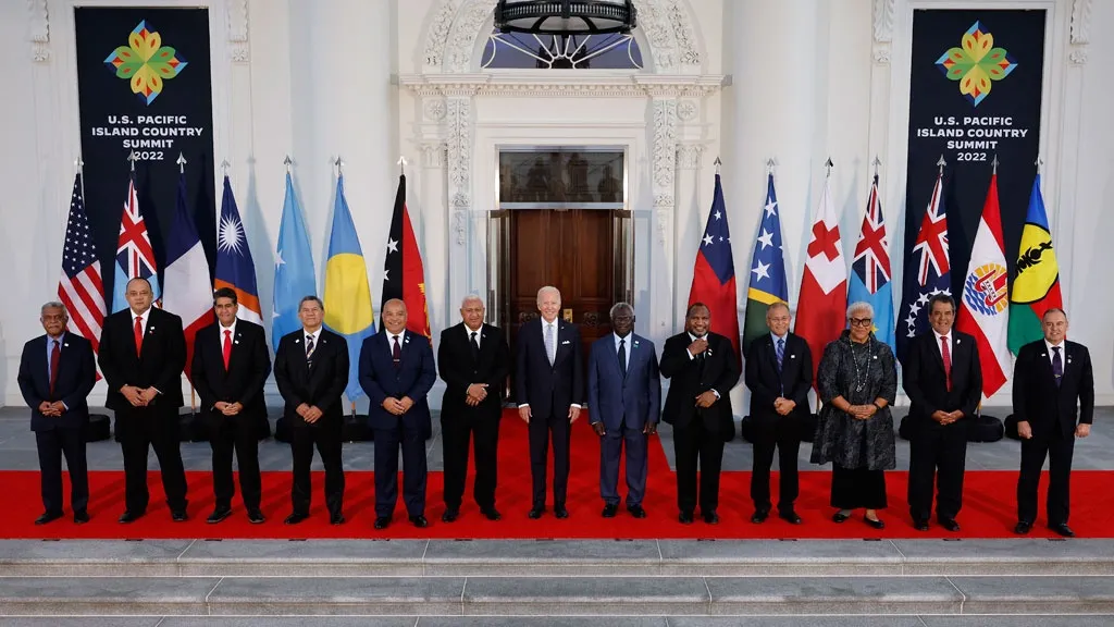 Tổng thống Mỹ Joe Biden cùng những nhà lãnh đạo đảo quốc Thái Bình Dương tại Nhà Trắng ngày 29.9  AFP