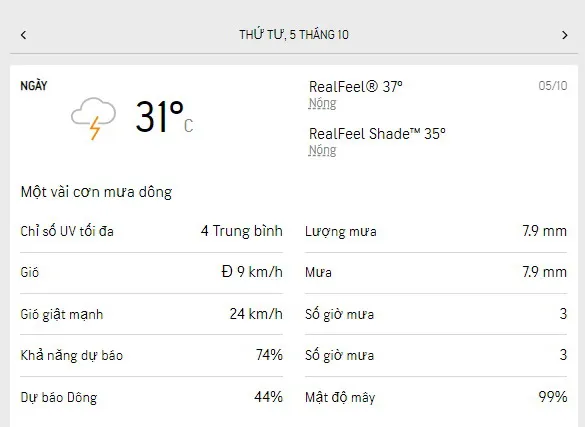 Dự báo thời tiết TPHCM 3 ngày tới (4-6/10/2022): trời mát dịu, rải rác mưa dông 3