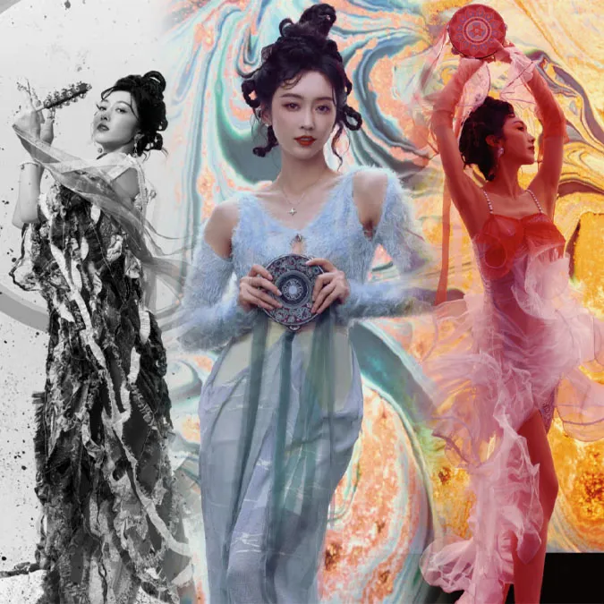 Các mỹ nữ Hoa ngữ trong phong cách Đôn Hoàng: Bạch Lộc, Trương Dư Hi, Trần Đô Linh... 14