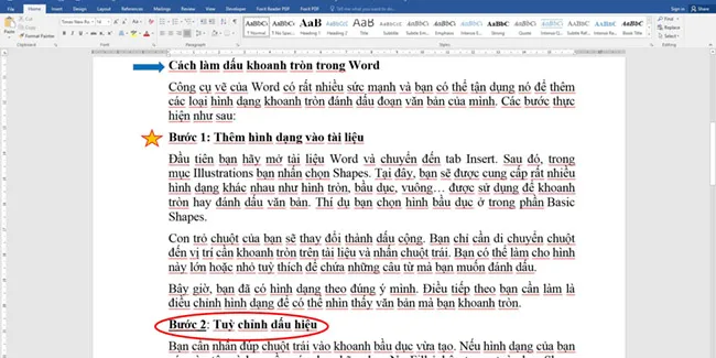 Mẹo đánh dấu làm nổi bật câu, từ trong đoạn văn bản 1