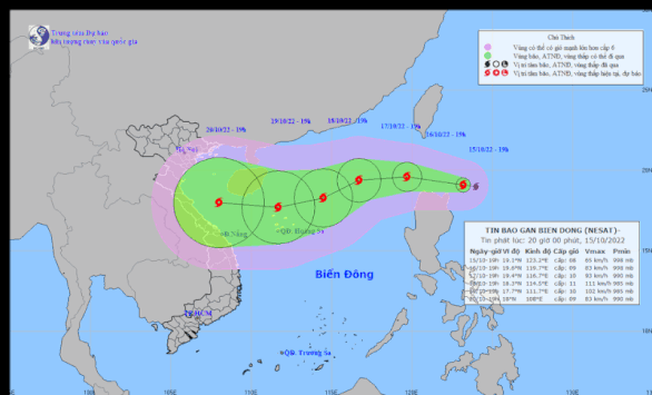 Bão Nesat đang tiến vào biển đông