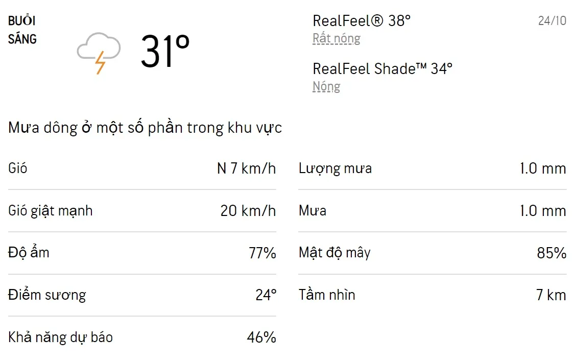 Dự báo thời tiết TPHCM hôm nay 24/10 và ngày mai 25/10/2022: Sáng chiều có mưa dông 1