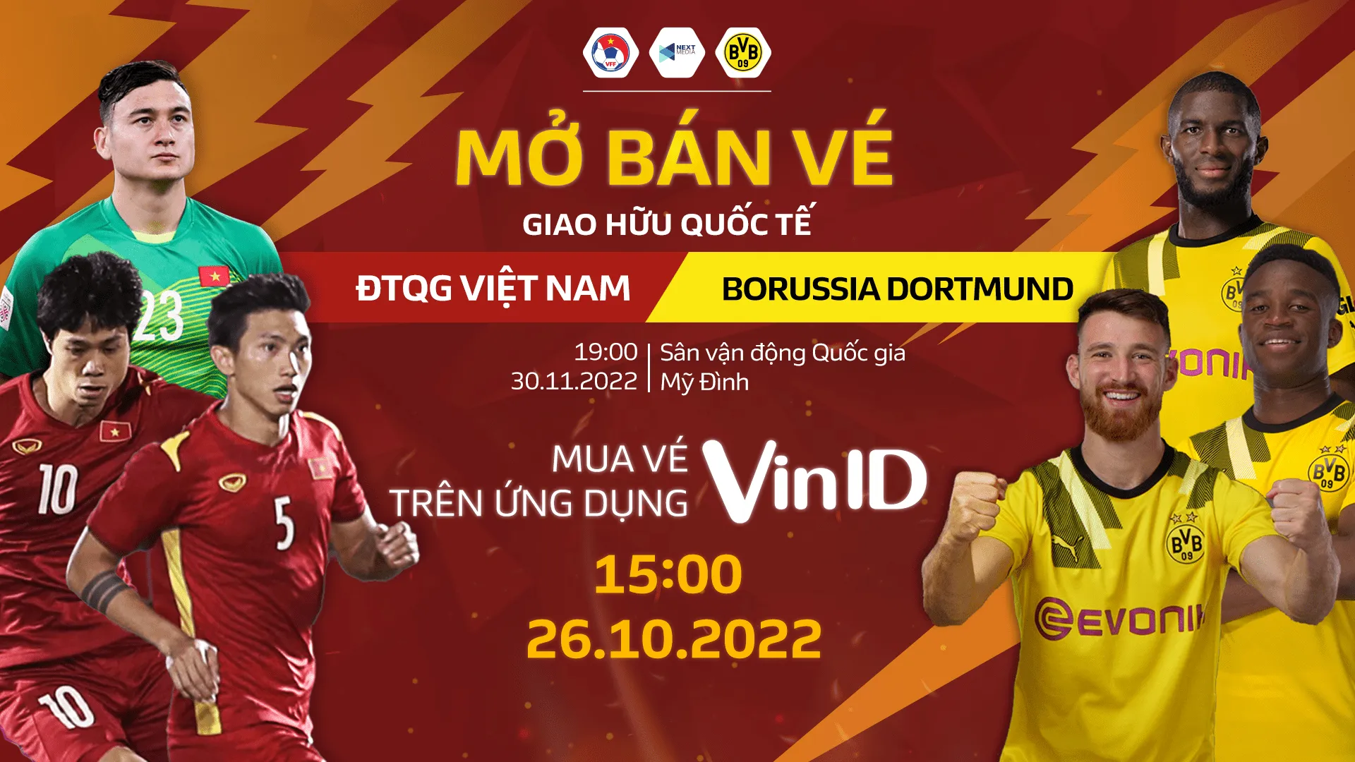 Có 3 mức giá vé trận ĐT Việt Nam đấu Dortmund tại Mỹ Đình
