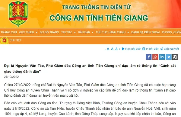 Công an Tiền Giang làm rõ thông tin cảnh sát giao thông đánh dân 1