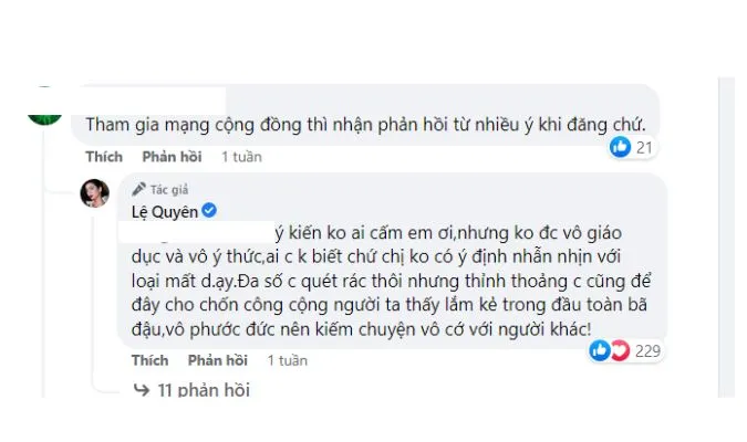 Lệ Quyên đáp trả antifan khi bị nói “tham gia mạng xã hội phải chấp nhận ý kiến trái chiều” 3