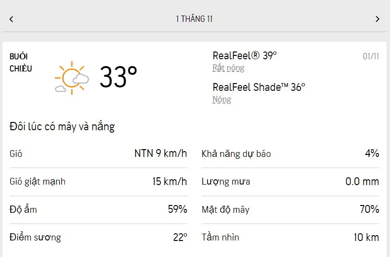 Dự báo thời tiết TPHCM hôm nay 1/11 và ngày mai 2/11/2022: nhiều nắng, nhiệt độ cao nhất 33 độ C 2