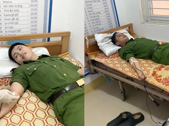 Hà Tĩnh: Hai chiến sĩ công an kịp thời hiến máu cứu người 1