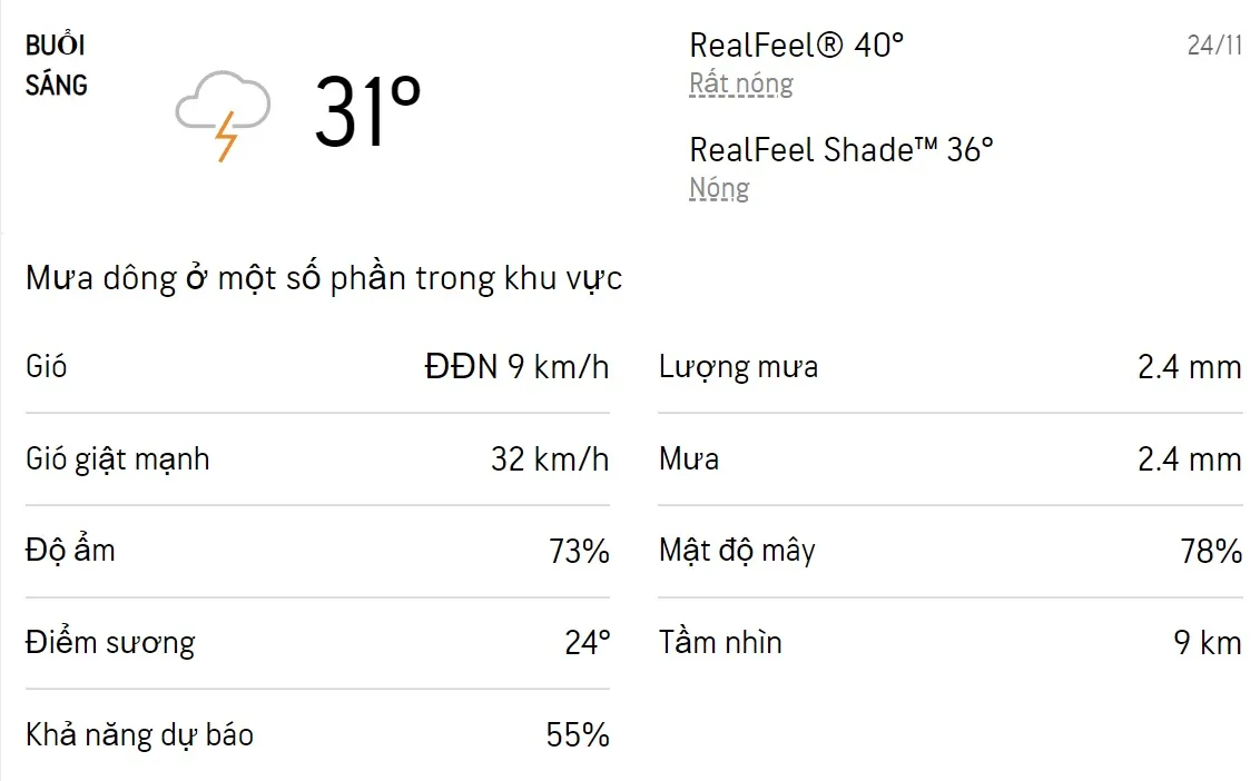 Dự báo thời tiết TPHCM hôm nay 24/11 và ngày mai 25/11/2022: Sáng chiều có mưa rào và dông 1