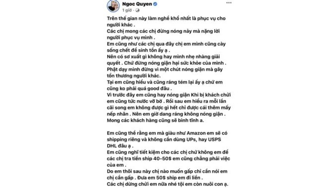 Gặp khó khăn khi kinh doanh, Ngọc Quyên bất ngờ viết tâm thư cầu xin khách hàng 3