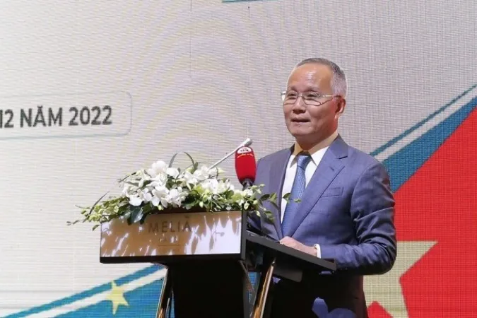 Thứ trưởng Bộ Công Thương Trần Quốc Khánh phát biểu. 