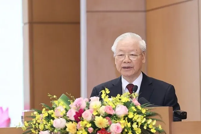 Tổng Bí thư Nguyễn Phú Trọng phát biểu chỉ đạo hội nghị. 