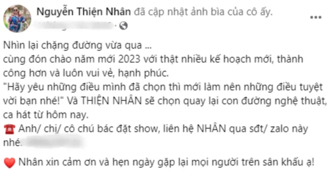 Thiện Nhân tuyên bố trở lại với âm nhạc sau khi mất chức giám đốc ở công ty du lịch 1