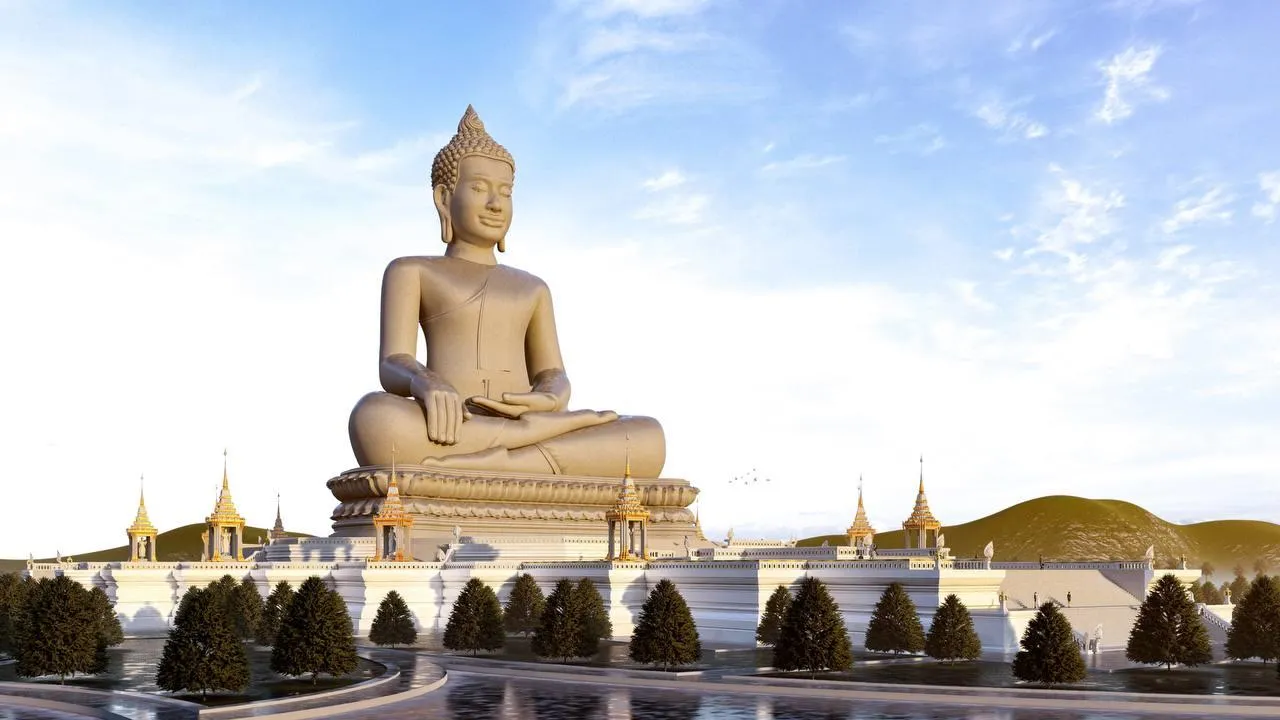 Phối cảnh tượng Phật cao nhất thế giới