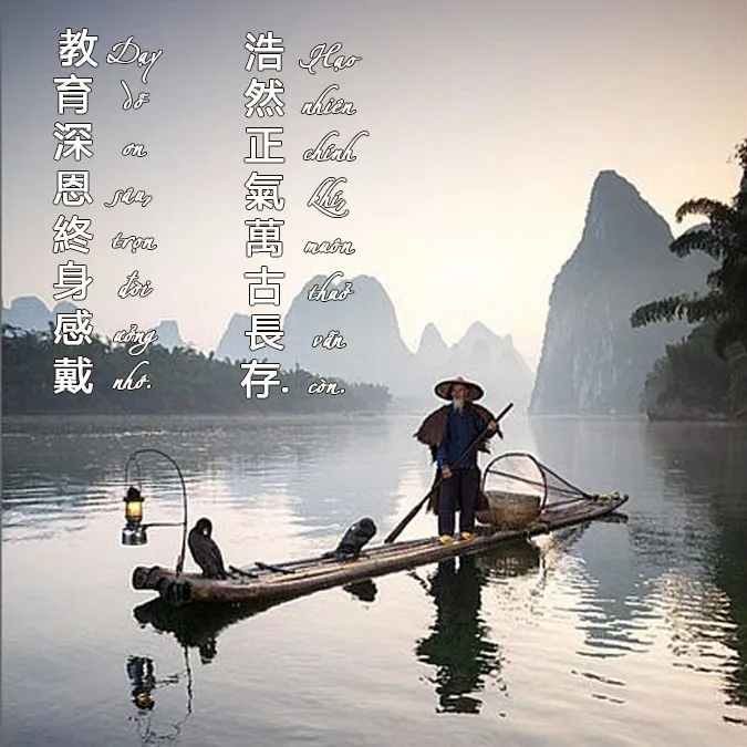 Câu đối chữ Hán về cuộc sống, tình yêu, gia đình, ngày Tết 4