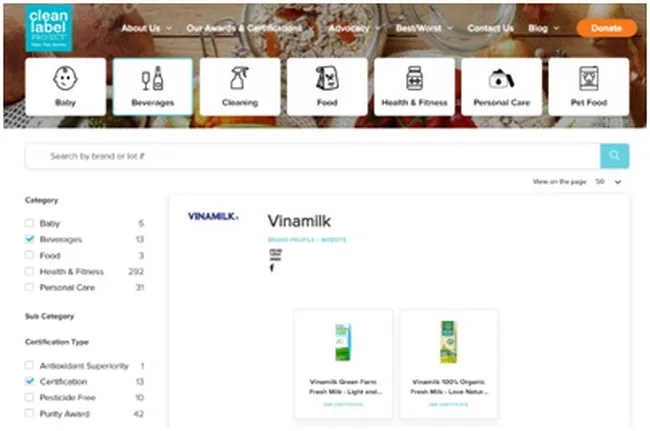 Vinamilk có sản phẩm sữa tươi đầu tiên trên thế giới được chứng nhận từ tổ chức Clean Label Project 2