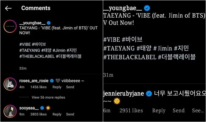 Taeyang và Jimin phát hành ca khúc 'VIBE', BLACKPINK và BTS đồng thoạt ủng hộ 4