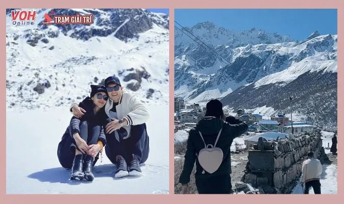 Vợ chồng Thùy Tiên - Công Vinh checkin núi tuyết nổi tiếng thế giới 2