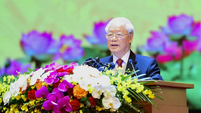Tổng bí thư Nguyễn Phú Trọng phát biểu tại buổi lễ