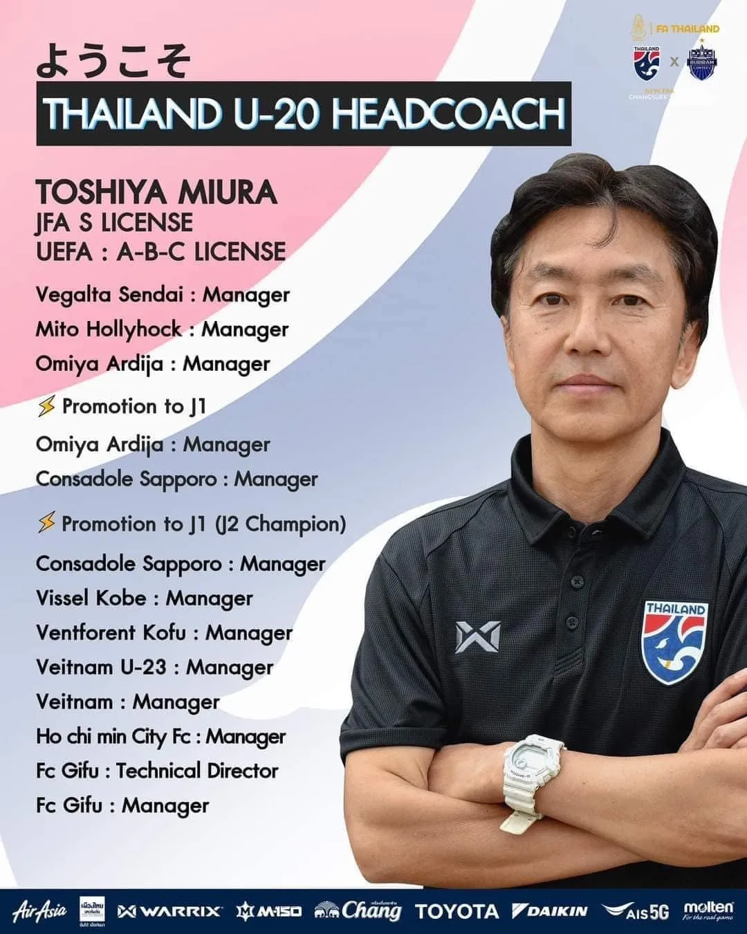 HLV Miura nhận nhiệm vụ đưa Thái Lan dự VCK U20 World Cup 2025