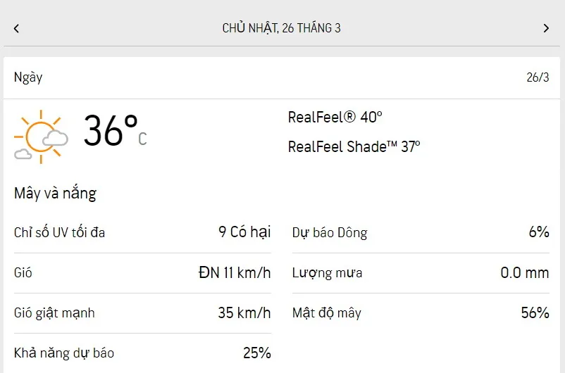 Dự báo thời tiết TPHCM cuối tuần (25-26/3): trưa và chiều oi nóng - nhiệt độ cao nhất 36 độ C 3