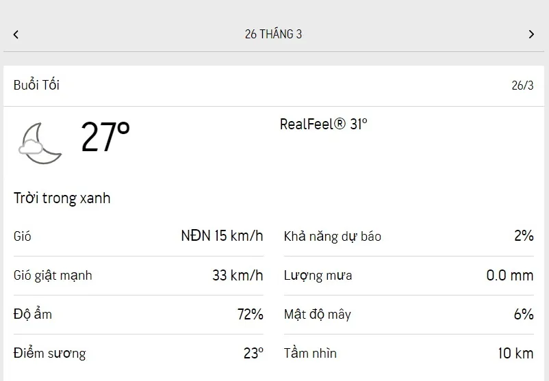 Dự báo thời tiết TPHCM hôm nay 26/3 và ngày mai 27/3/2023: nhiệt độ cao nhất 36 độ C 3
