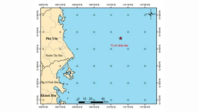 Động đất ở Biển Đông, cách thành phố Tuy Hòa 82km 1