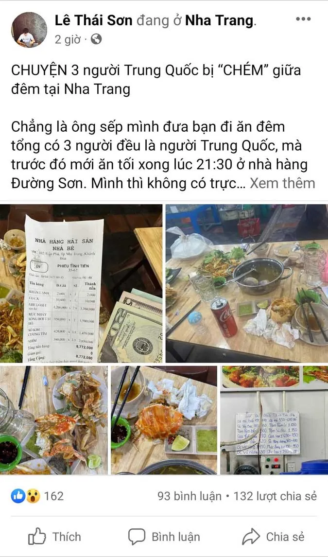 Nha Trang: Xác minh thông tin một nhà hàng bị tố “chặt chém” khách nước ngoài 1