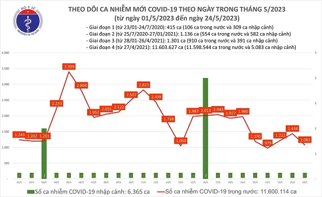 Ngày 24/5, số ca Covid-19 giảm gần 400 ca 1