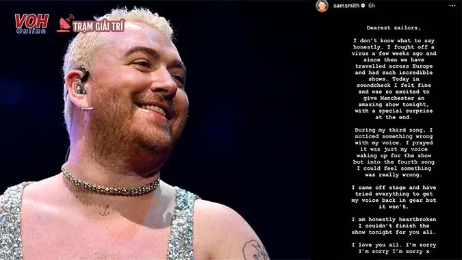 Trình diễn được 4 bài, Sam Smith bất ngờ hủy show 2