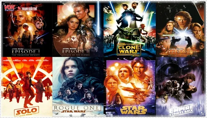 Poster các phần của phim Star Wars