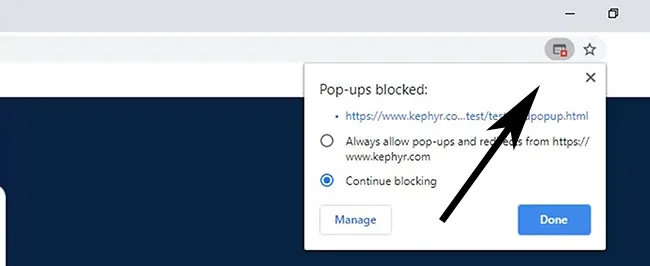 Biểu tượng chặn cửa sổ pop-up