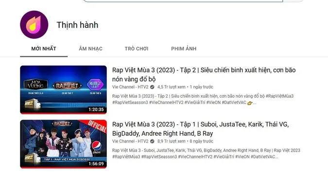 Rap Việt Mùa 3 (2023) liên tiếp nắm giữ vị trí đầu Trending YouTube, tập 2 nối gót tập 1 thẳng tiến Top 1 với hàng triệu lượt xem 1