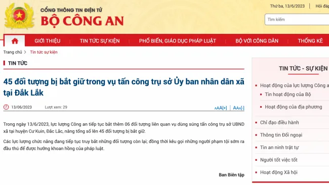 Đã bắt 45 đối tượng trong vụ tấn công trụ sở UBND xã tại Đắk Lắk 1