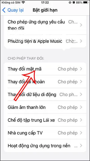 Cách khóa tính năng thay đổi mật khẩu cho iPhone 4