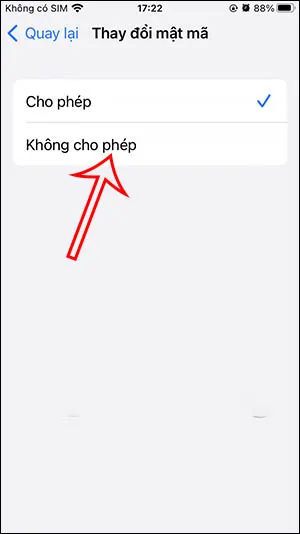 Cách khóa tính năng thay đổi mật khẩu cho iPhone 5