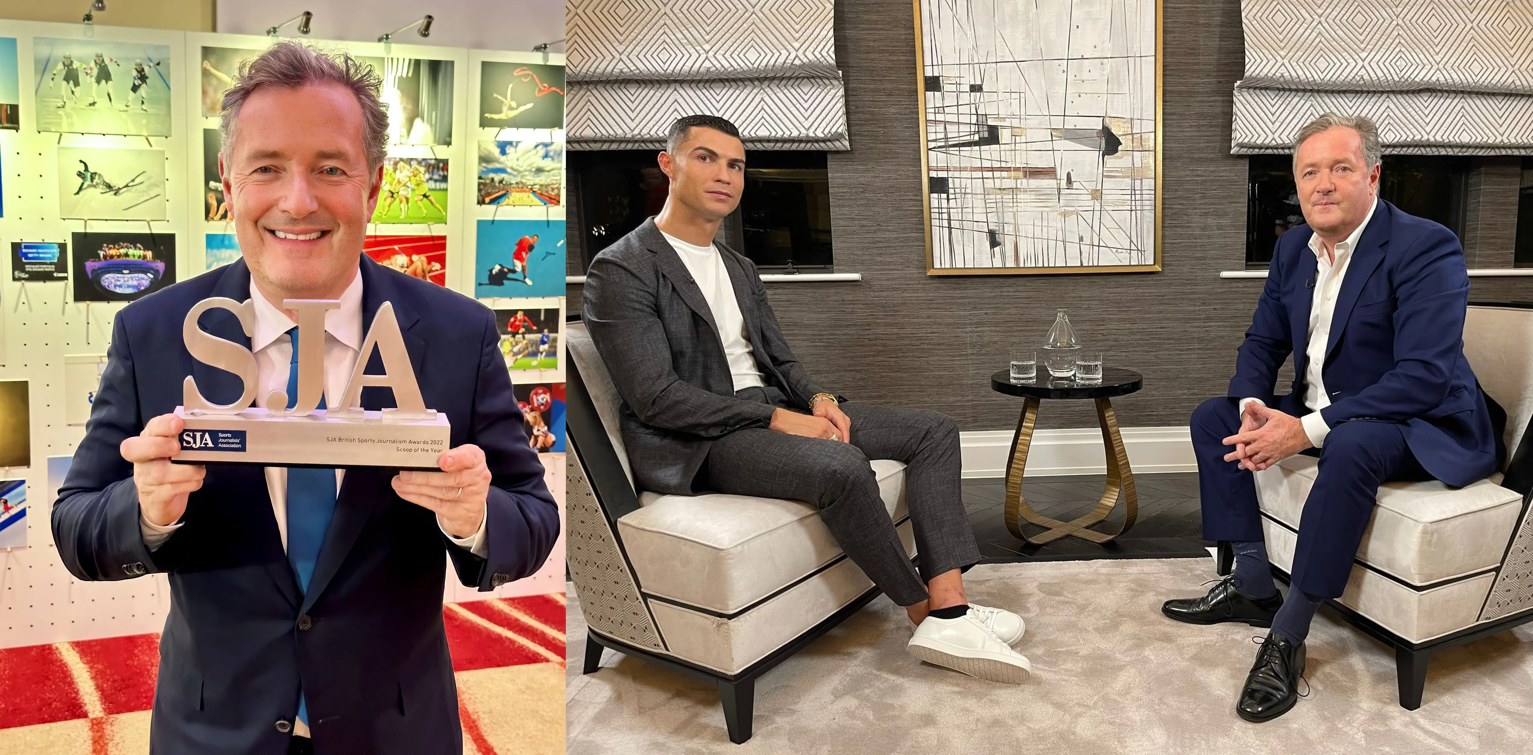 Một giải thưởng khác Piers Morgan nhận được nhờ phỏng vấn với Ronaldo. Ảnh: Internet