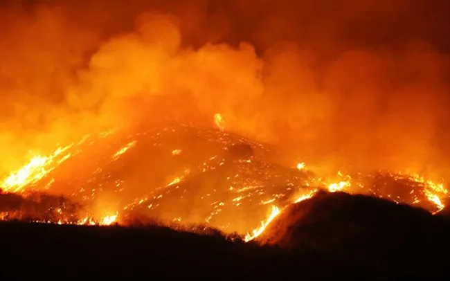 Đám cháy tại thung lũng Moreno, California hôm 14-7 lan rộng đến 7.000ha chỉ trong 24 giờ - Ảnh: AFP